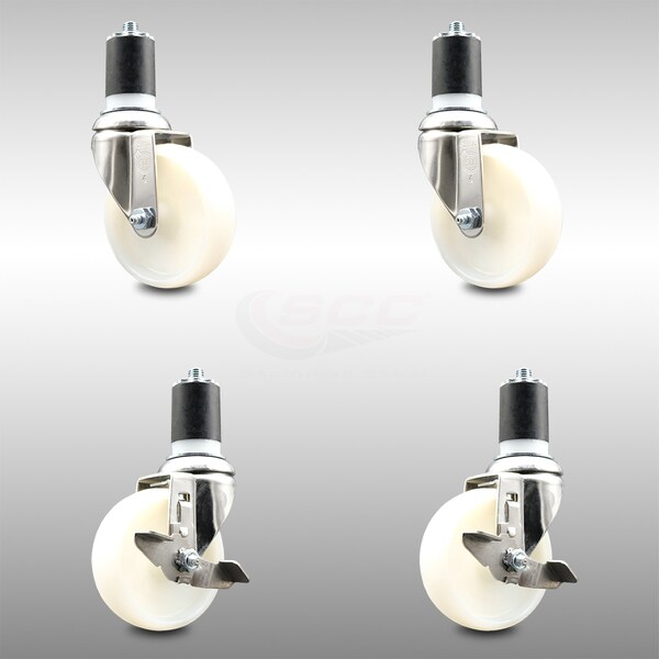 Service Caster 4 Inch 316SS Nylon Wheel Swivel 1-7/8 Inch Expanding Stem Caster Brake SCC, 2PK SCC-SS316EX20S414-NYS-2-TLB-2-178 - main